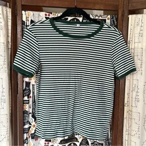Green and White Striped Ringer